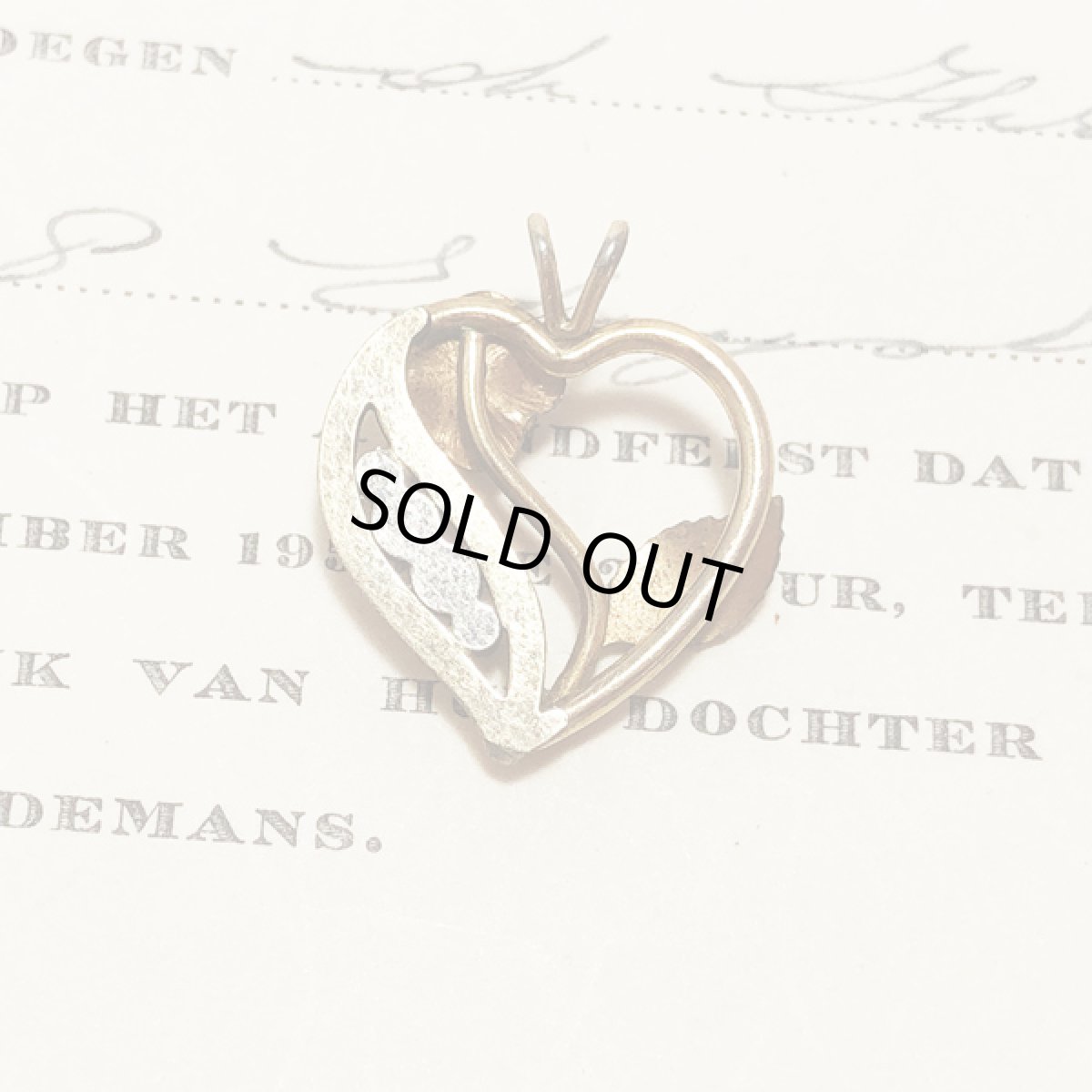 画像7: ビンテージコスチュームジュエリー オープンハート ローズ ペンダントトップ  (7)