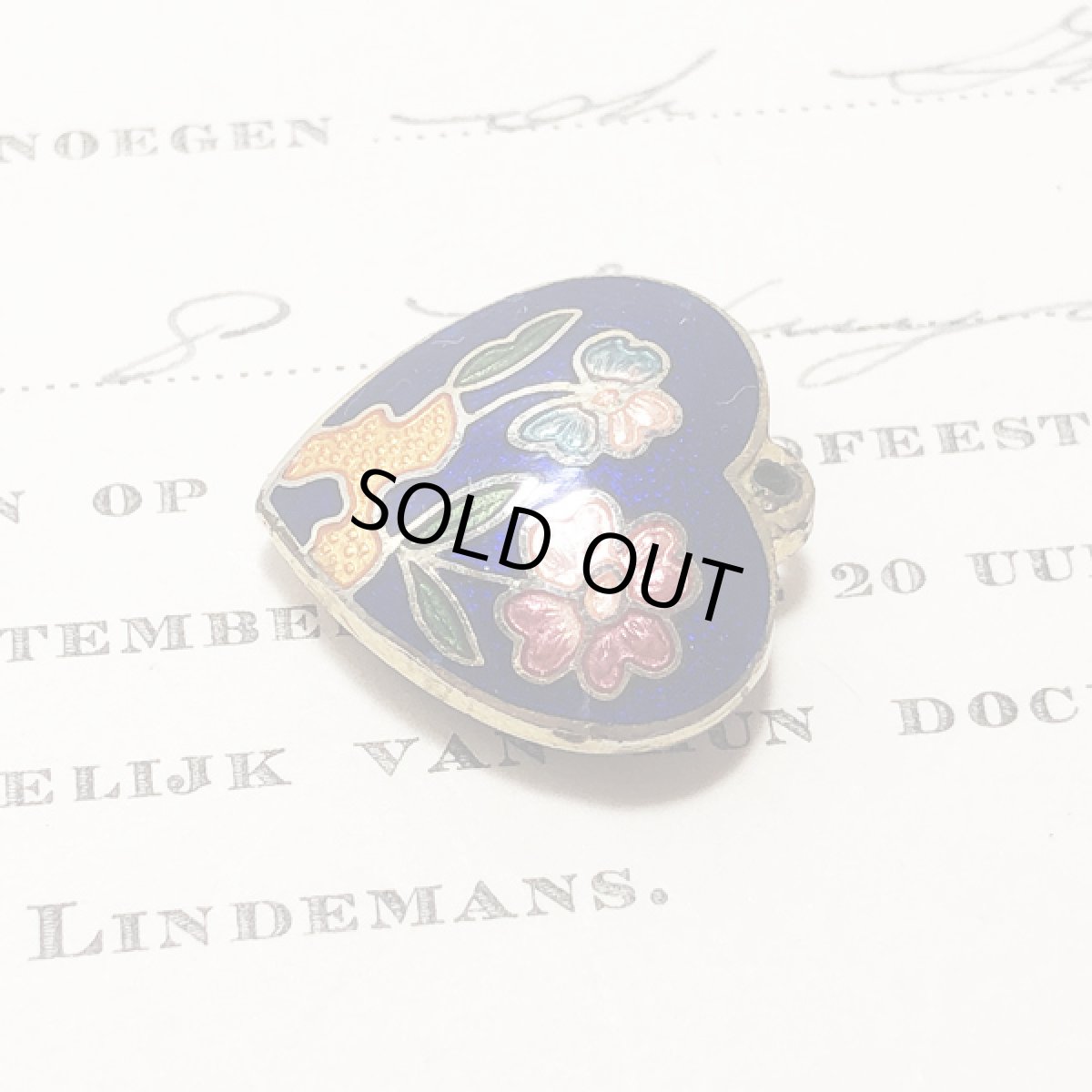 画像3: ビンテージコスチュームジュエリー ハート エナメル細工 ペンダントトップ  (3)