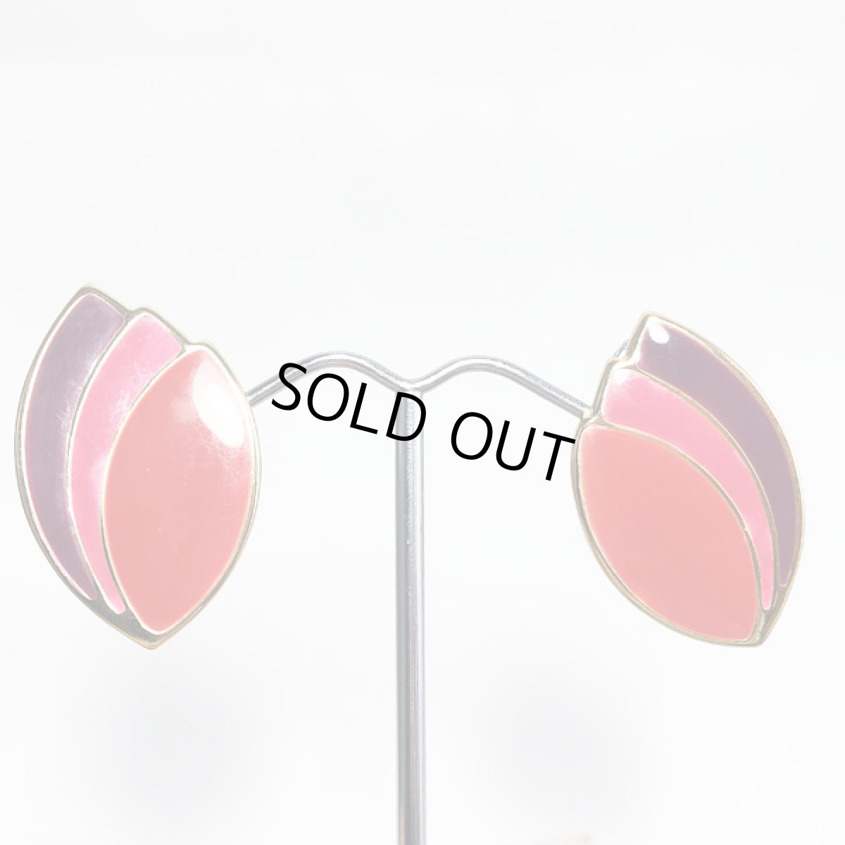 画像5: 1970s エナメル細工 艶めきアクセントカラー クリップ式イヤリング (5)