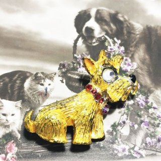 英国ヴィンテージジュエリー テリア犬ブローチ|ACTON ANTIQUES