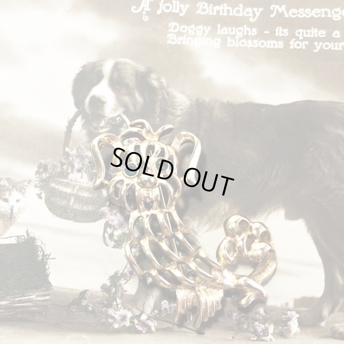 画像2: AVON  エイボン 犬 ドッグ 動物 ヴィンテージブローチ 透かし細工 (2)