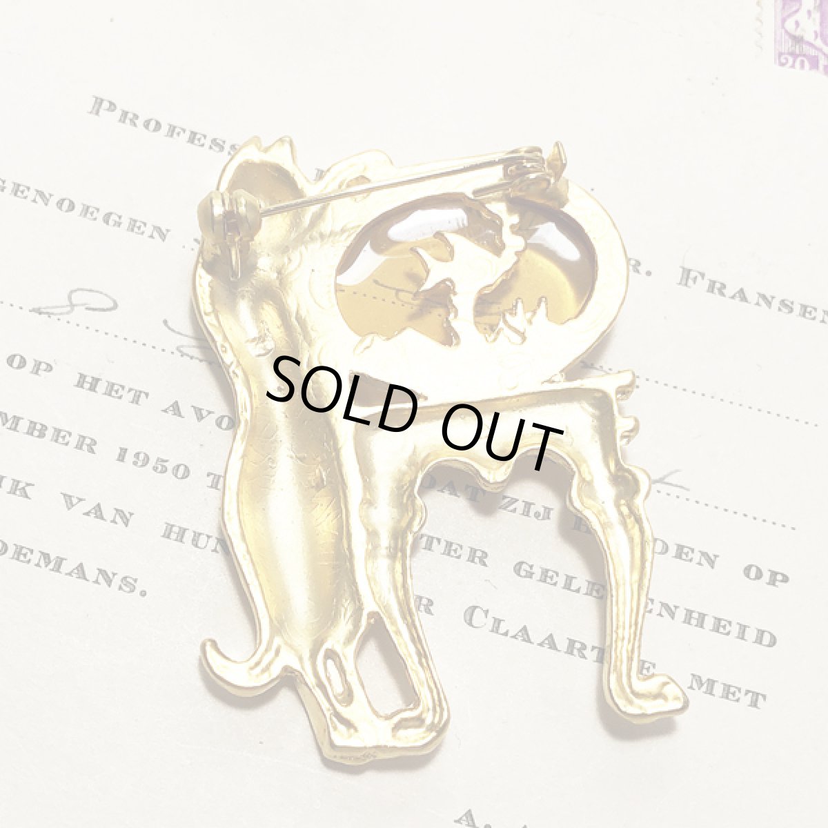 画像8: 英国ヴィンテージジュエリー 金魚鉢と猫 CAT 猫ブローチ (8)