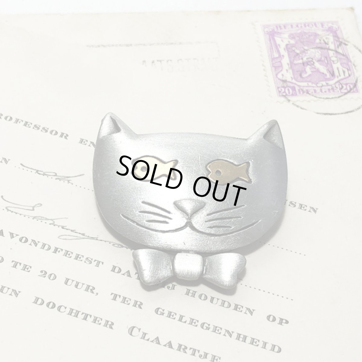 画像4: JJジェイジェイ ヴィンテージジュエリー  魚の目 猫 CAT ねこブローチ (4)