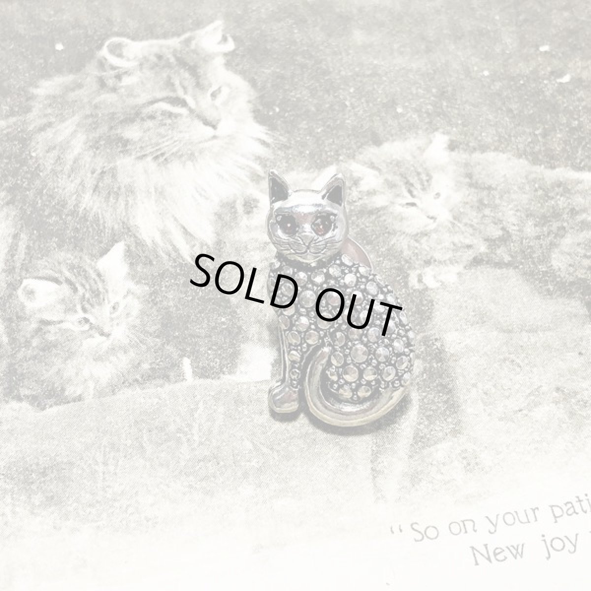 画像2:  英国ヴィンテージ 猫 CAT ねこピンブローチ (2)