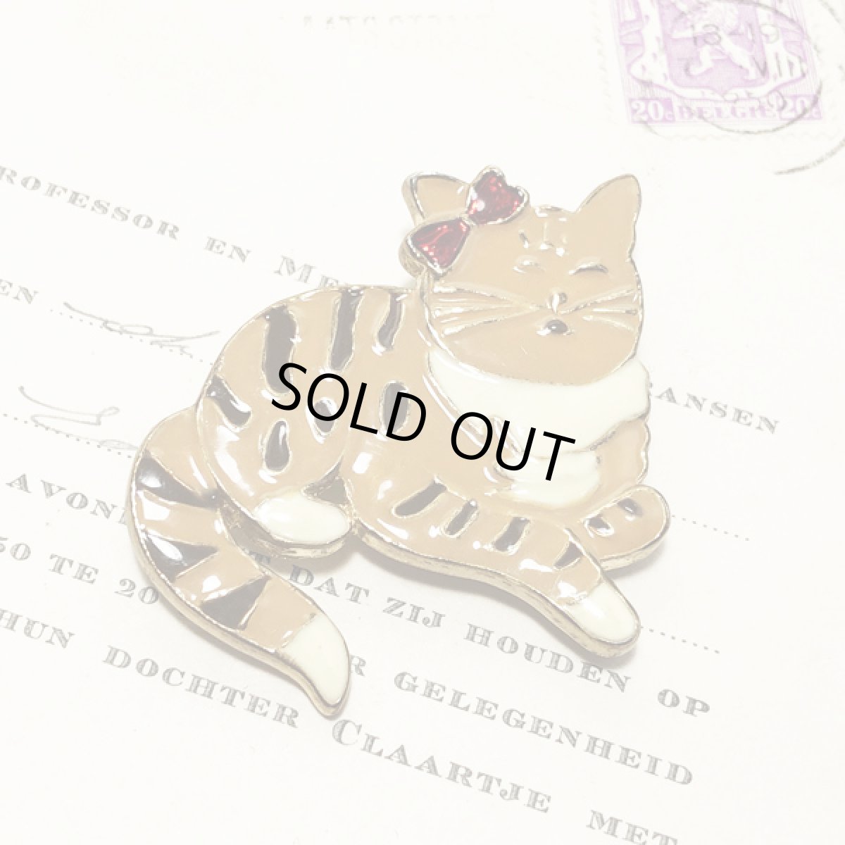 画像3:  イギリス ヴィンテージジュエリー CAT 猫ブローチ (3)