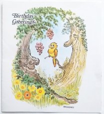 画像1: イギリス ヴィンテージ 黄色い小鳥 バースデーカード (1)