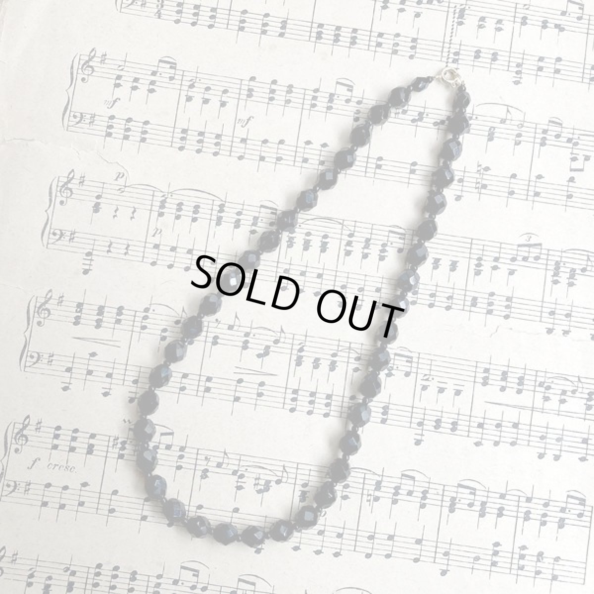 画像6: チェコ共和国 Czech Republic ブラックガラスビーズの コスチュームジュエリー ネックレス (6)