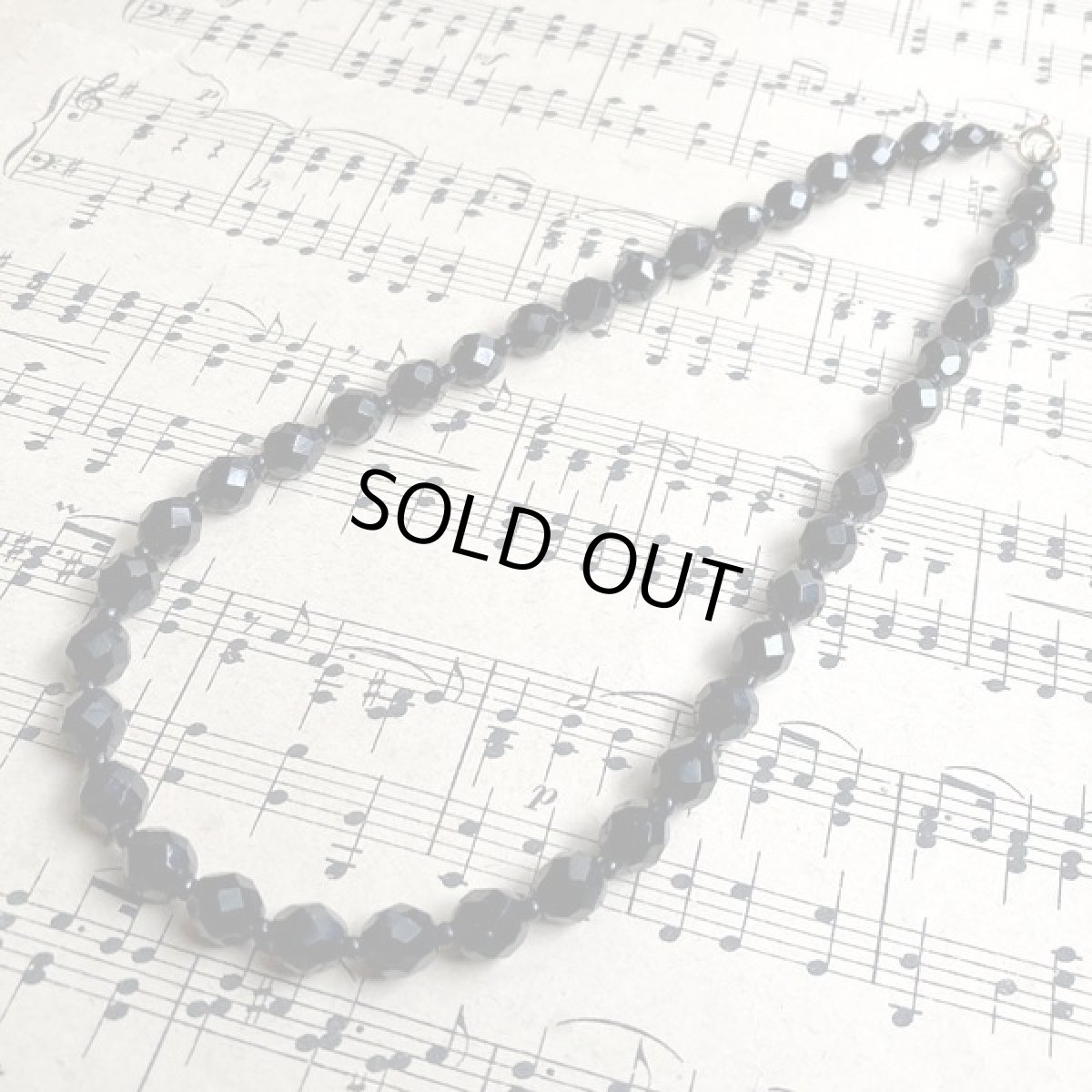 画像8: チェコ共和国 Czech Republic ブラックガラスビーズの コスチュームジュエリー ネックレス (8)