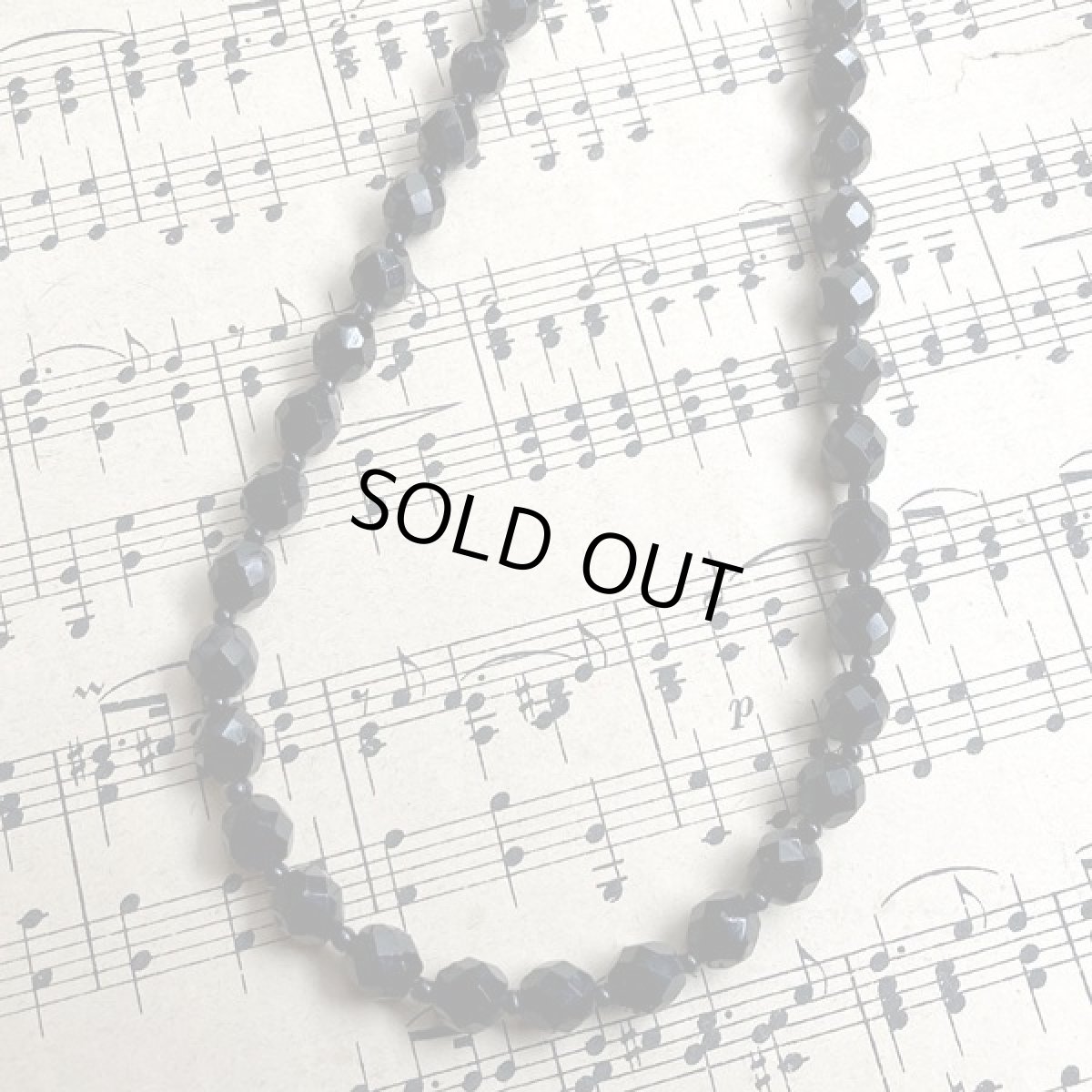 画像7: チェコ共和国 Czech Republic ブラックガラスビーズの コスチュームジュエリー ネックレス (7)