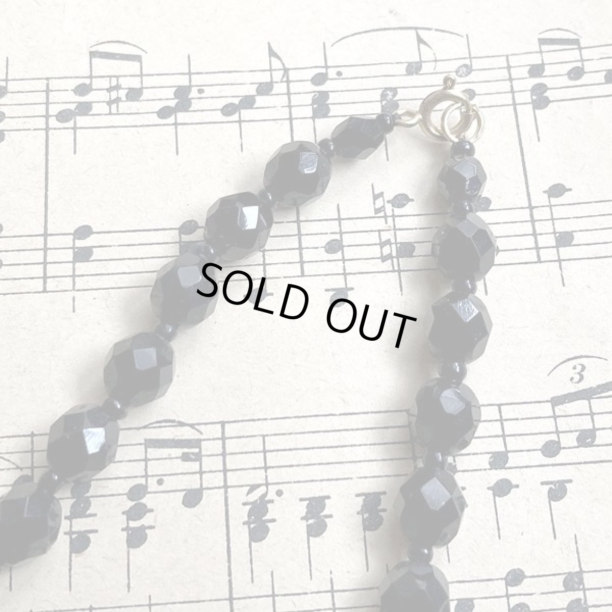 画像9: チェコ共和国 Czech Republic ブラックガラスビーズの コスチュームジュエリー ネックレス (9)