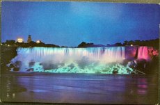 画像1: 海外ヴィンテージポストカード アメリカ川 ILLUMINATED VIEW AMERICAN FALLS レトロポストカード通販 世界のアンティークはがき (1)