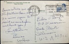 画像2: 1968年消印 切手 海外ヴィンテージポストカード NIAGARA FALLS ヴィクトリア公園からのナイアガラの滝 世界のアンティーク絵葉書 昔のポストカード (2)