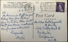 画像2: 1954年消印 切手 海外ヴィンテージポストカード Oakes Garden オークスガーデンの馬車 世界のアンティーク絵葉書 昔のポストカード (2)