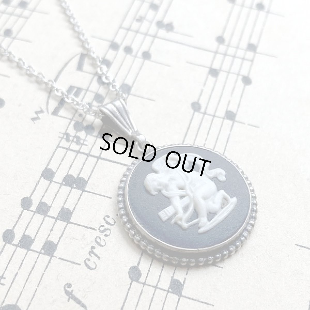 画像4: WEDGWOOD ウェッジウッド スターリングシルバー ホールマーク ジャスパー ブラック ヴィンテージネックレス (4)