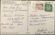 画像2: 1973年消印 切手 海外ヴィンテージポストカード キッチナー市庁舎 KITCHENER CITY HALL 世界のアンティーク絵葉書 昔のポストカード (2)