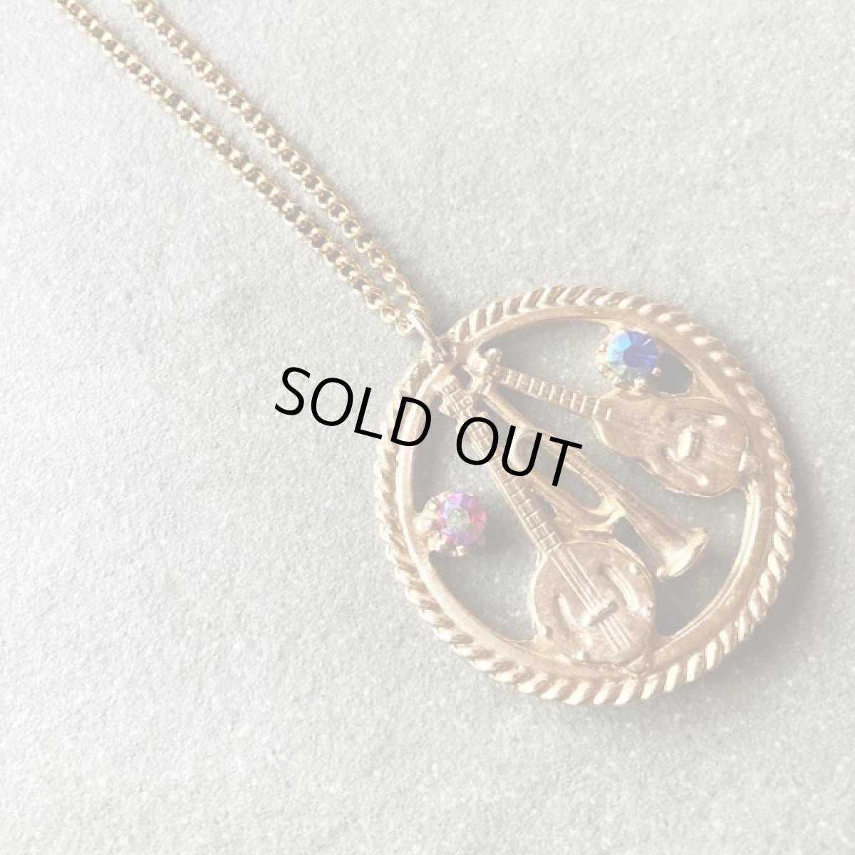 画像2: 1970s 楽器好きな方へ ヴィンテージアクセサリー オーロララインストーンの輝きネックレス (2)