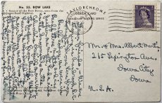 画像2: 1954年消印 切手 海外ヴィンテージポストカード BOW LAKE 世界のアンティーク絵葉書 昔のポストカード (2)
