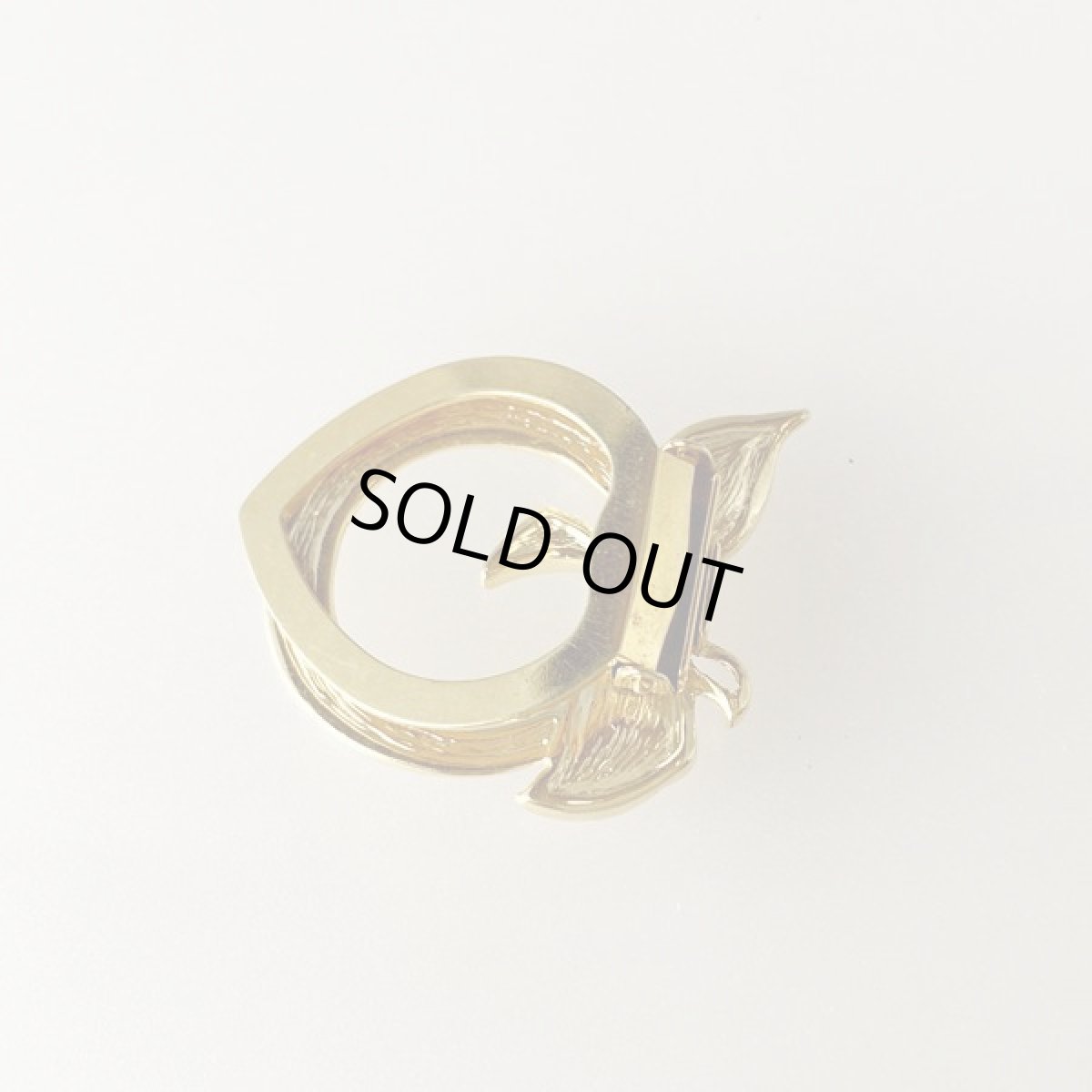 画像6: イギリス ヴィンテージ ゴールドリボン スカーフクリップ(ストール)クリップ (6)