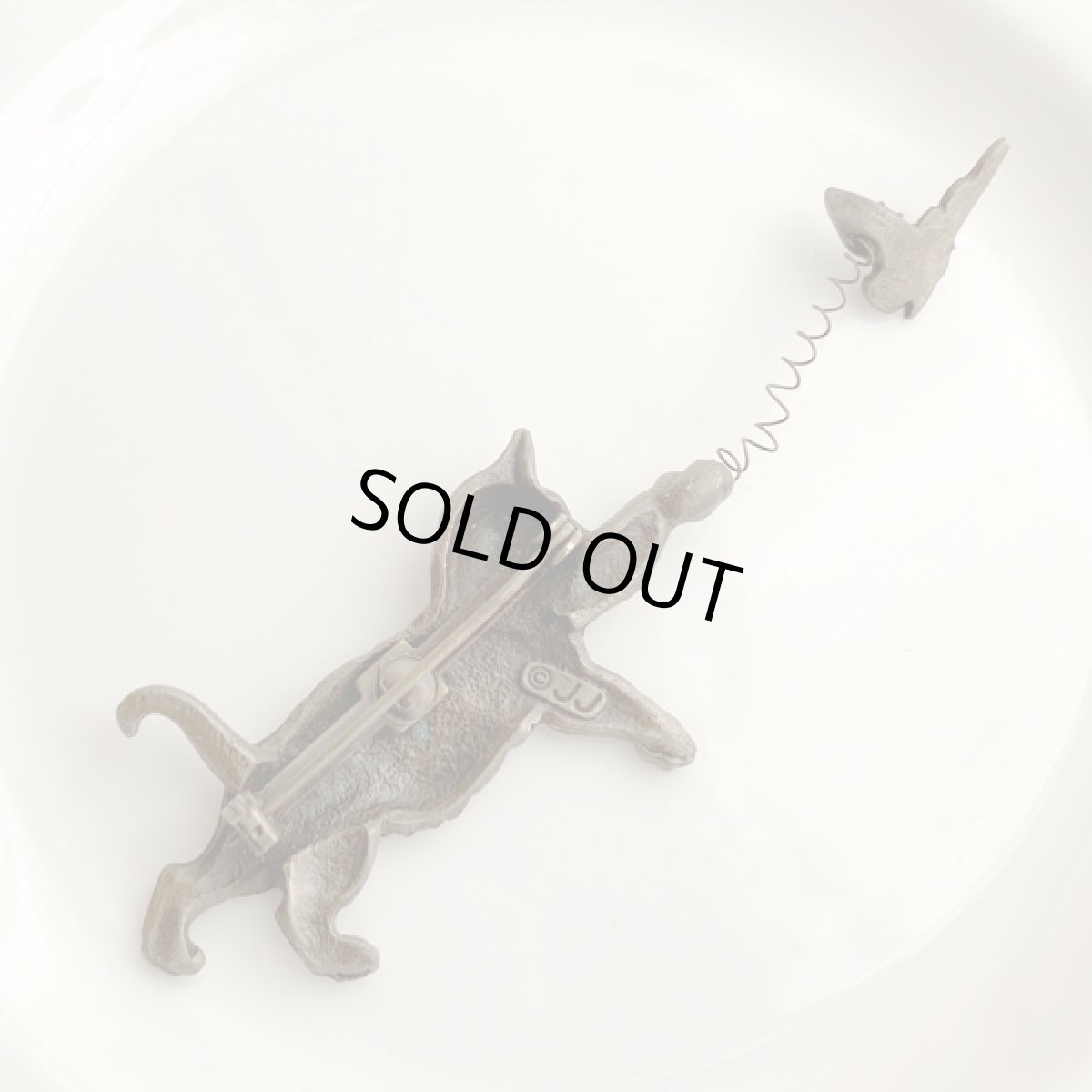 画像9: JJ ジェイジェイ 蝶々と遊ぶネコブローチ ヴィンテージジュエリー CAT 猫アクセサリー (9)