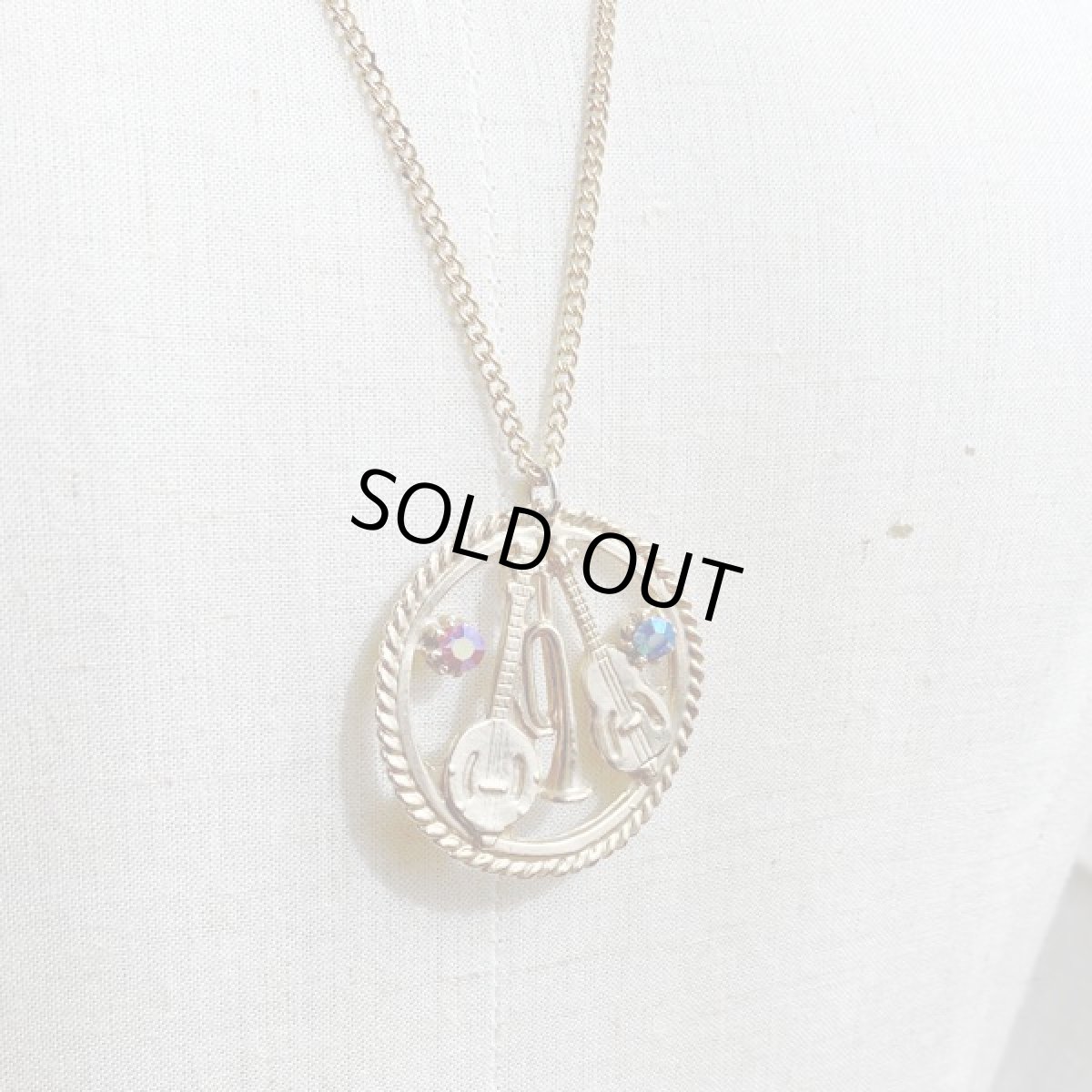 画像12: 1970s 楽器好きな方へ ヴィンテージアクセサリー オーロララインストーンの輝きネックレス (12)