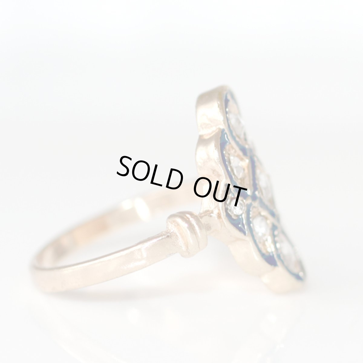 画像8: アメリカ ヴィンテージリング 18号 濃紺ラインとクリアラインストーン メンズ デザイン指輪 (8)