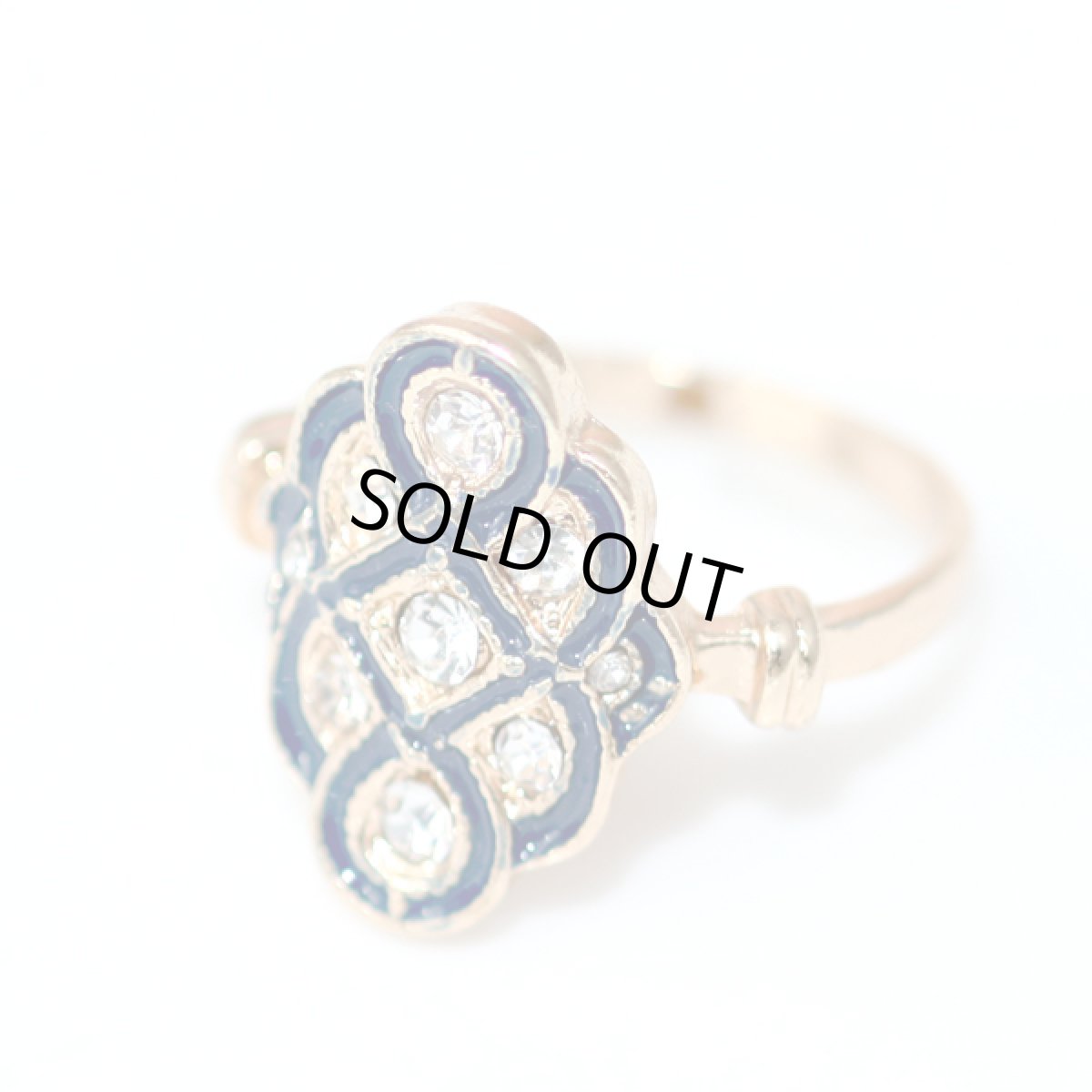 画像4: アメリカ ヴィンテージリング 18号 濃紺ラインとクリアラインストーン メンズ デザイン指輪 (4)