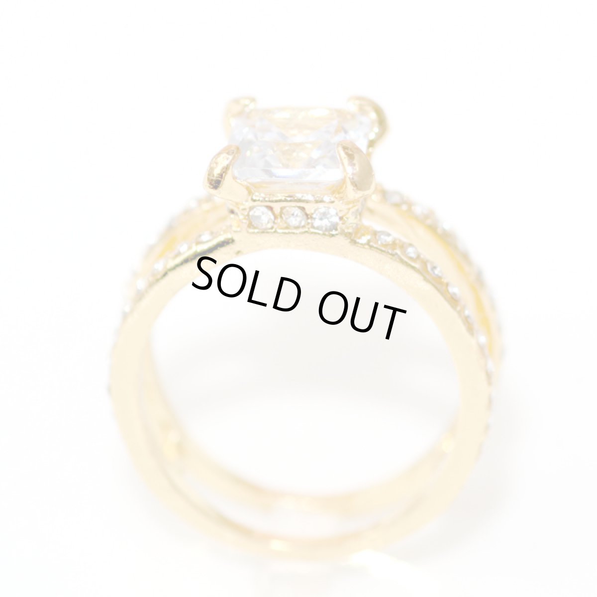 画像2: アメリカ ヴィンテージリング 17号 大きなクリスタルラインストーンとツインラインストーン メンズ デザイン指輪 (2)