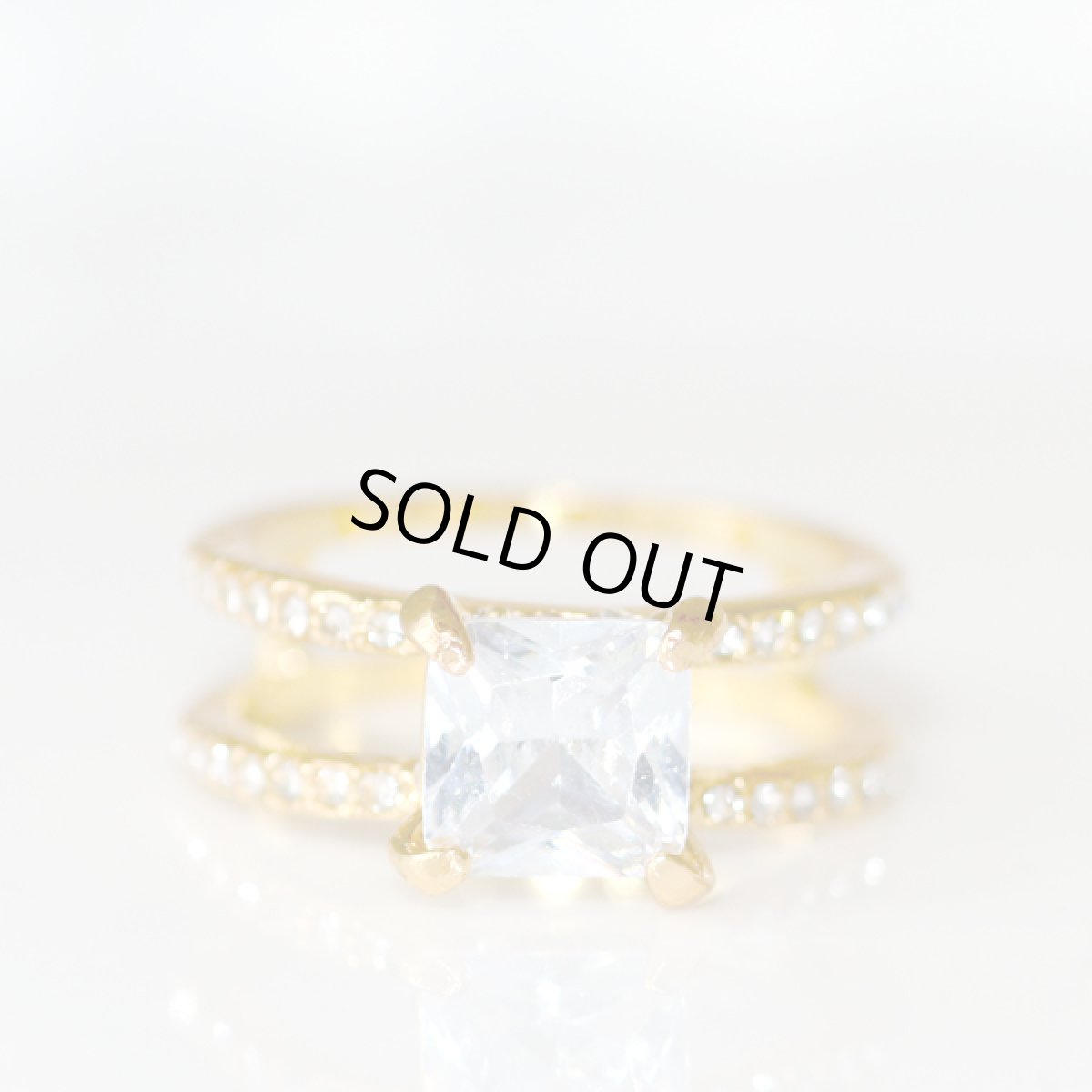 画像6: アメリカ ヴィンテージリング 17号 大きなクリスタルラインストーンとツインラインストーン メンズ デザイン指輪 (6)