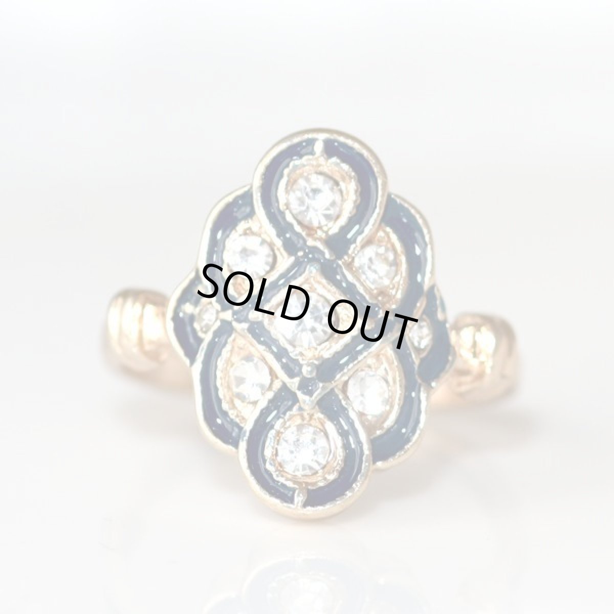 画像5: アメリカ ヴィンテージリング 18号 濃紺ラインとクリアラインストーン メンズ デザイン指輪 (5)