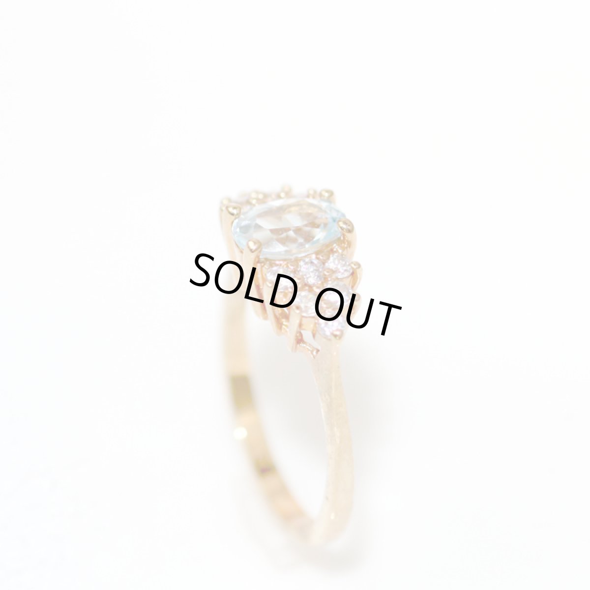 画像5: アメリカ ヴィンテージリング 爽やかなアクアマリンとクリスタル涼しげ 16号 指輪  (5)