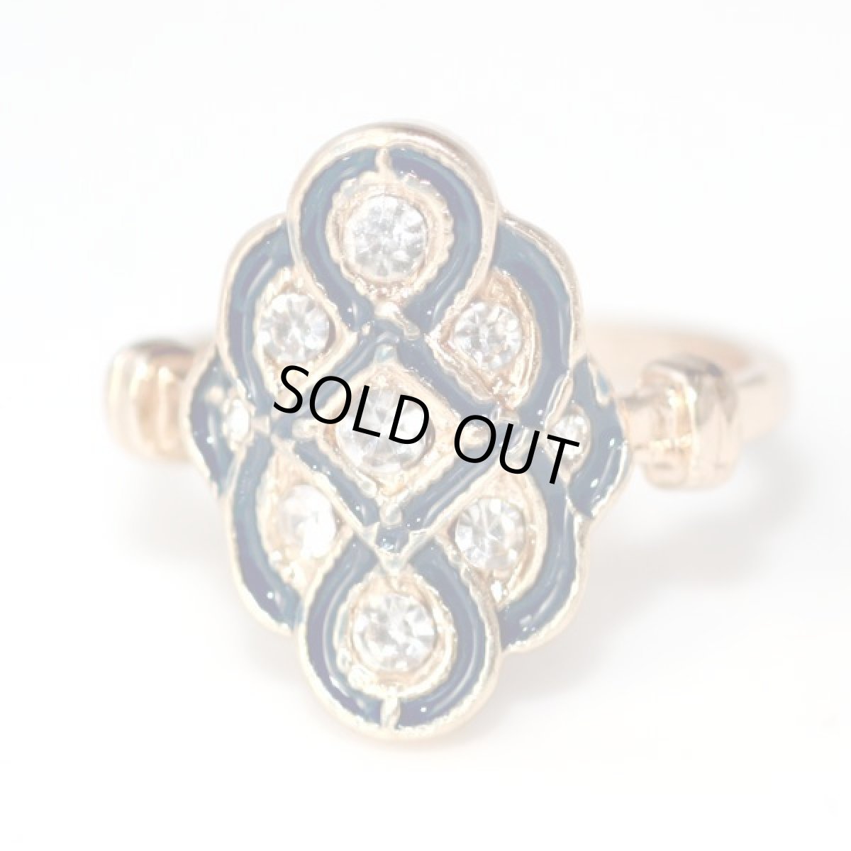 画像11: アメリカ ヴィンテージリング 18号 濃紺ラインとクリアラインストーン メンズ デザイン指輪 (11)