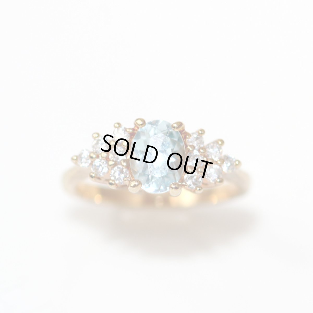 画像2: アメリカ ヴィンテージリング 爽やかなアクアマリンとクリスタル涼しげ 16号 指輪  (2)