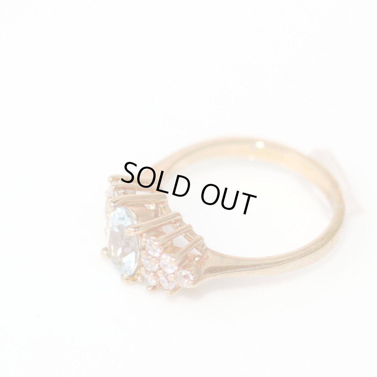 画像7: アメリカ ヴィンテージリング 爽やかなアクアマリンとクリスタル涼しげ 16号 指輪  (7)