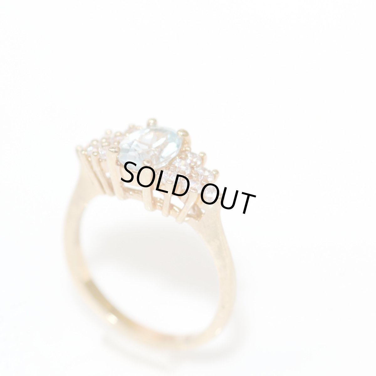 画像4: アメリカ ヴィンテージリング 爽やかなアクアマリンとクリスタル涼しげ 16号 指輪  (4)