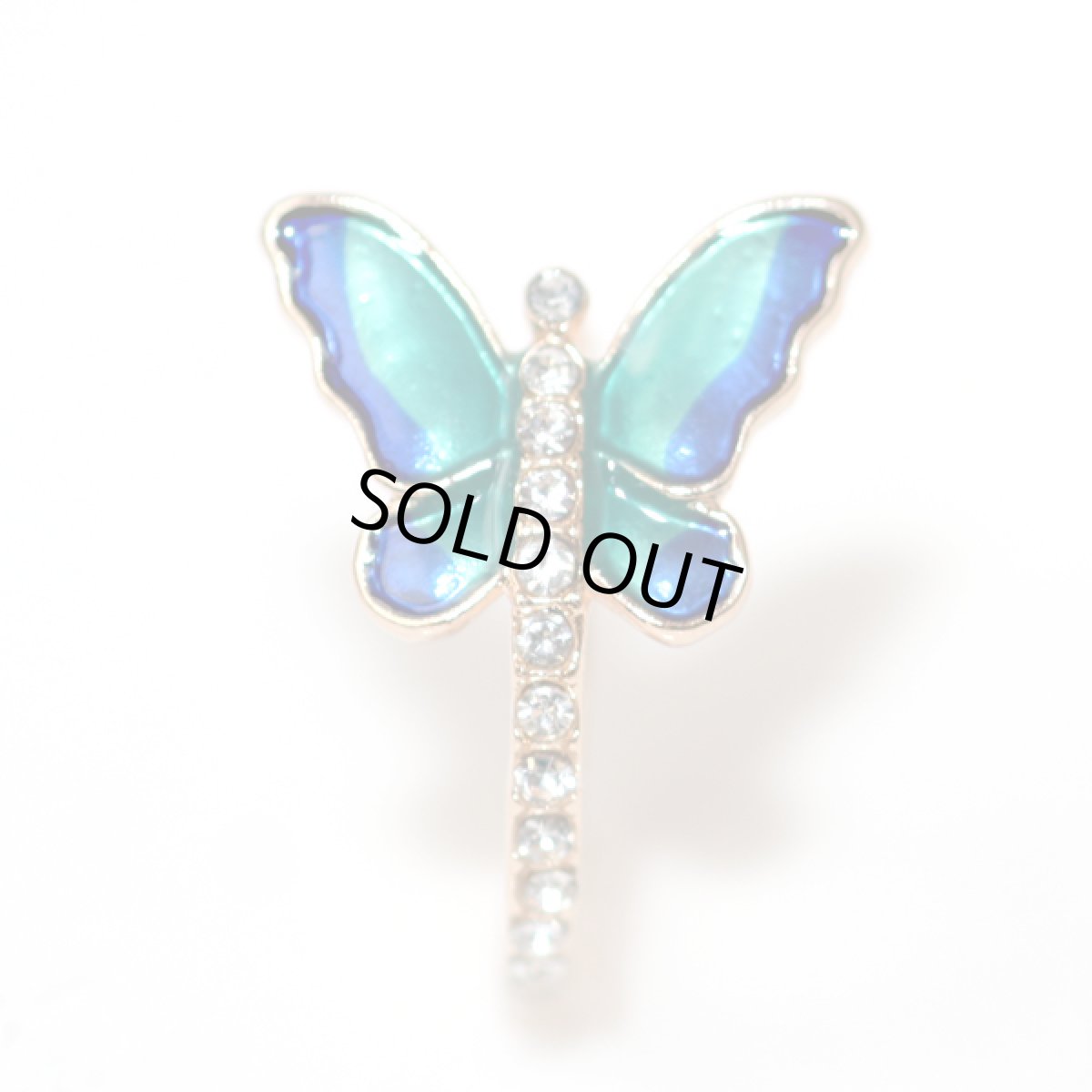 画像2: アメリカ ヴィンテージリング クリスタルとエナメル細工 爽やかなお色の蝶々バタフライ 13〜14号 指輪 (2)