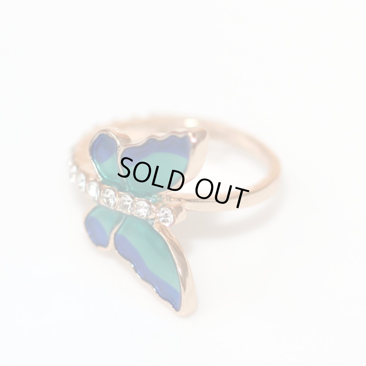 画像5: アメリカ ヴィンテージリング クリスタルとエナメル細工 爽やかなお色の蝶々バタフライ 13〜14号 指輪 (5)