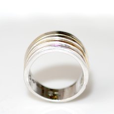 画像8: アメリカ ヴィンテージ バンドリング  刻印LS メンズ サイズ20〜21号 6輪 ダイナミックなシルバートーン デザイン指輪 (8)