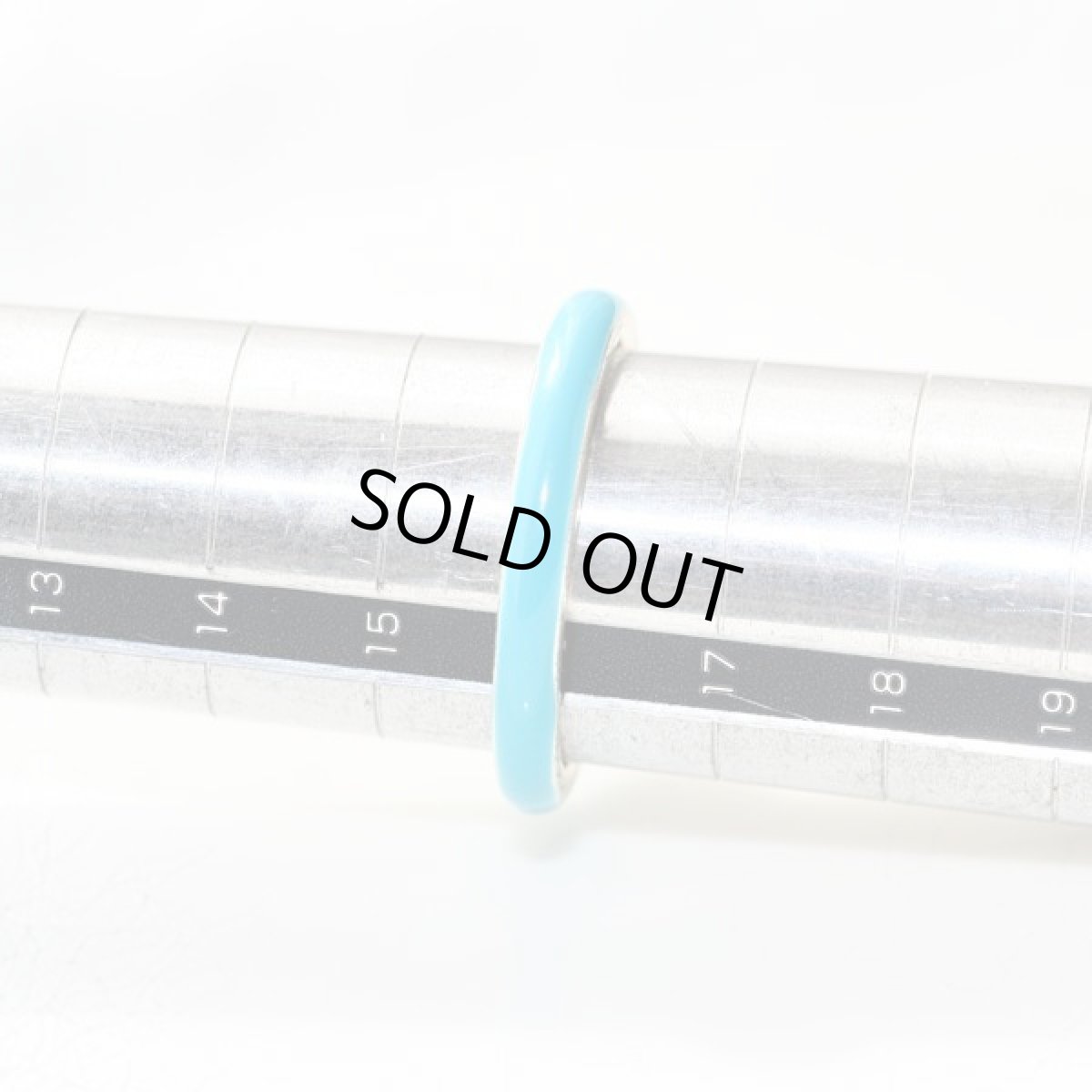 画像10: アメリカ ヴィンテージ スクエア スカイブルー サイズ16号 幅0.3cm シルバートーン メンズリング デザイン指輪 (10)