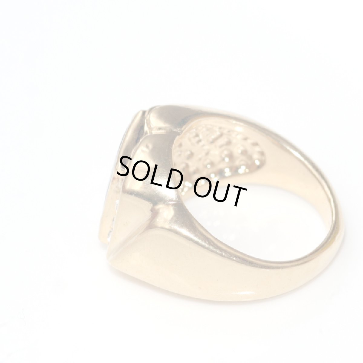 画像5: アメリカ ヴィンテージ 刻印SETA ブラックガラス シグネットリング メンズ指輪 24〜25号  (5)