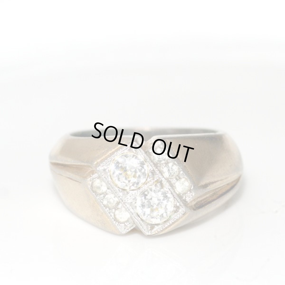 画像24: アメリカ ヴィンテージ 14K 眩い輝きのラインストーン メンズ指輪 22〜23号 (24)