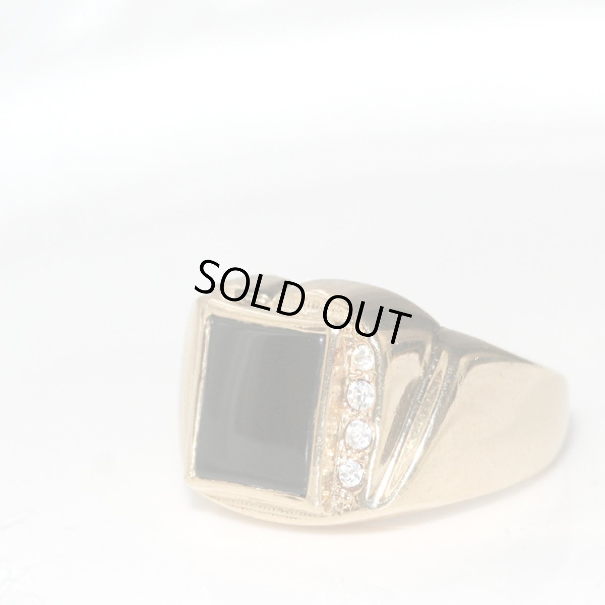 画像17: アメリカ ヴィンテージ 刻印SETA ブラックガラス シグネットリング メンズ指輪 24〜25号  (17)