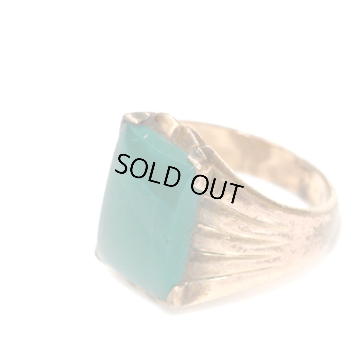 画像6: アメリカ ヴィンテージ 刻印K18GF グリーン シグネットリング メンズ指輪 20号 (6)