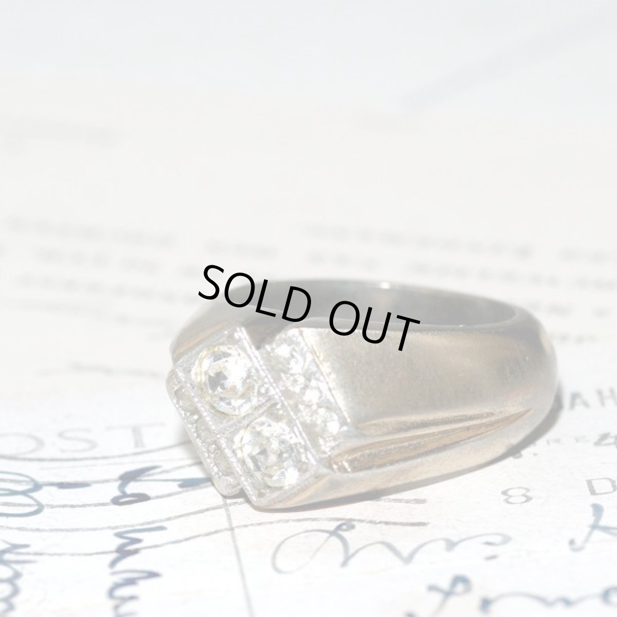 画像19: アメリカ ヴィンテージ 14K 眩い輝きのラインストーン メンズ指輪 22〜23号 (19)