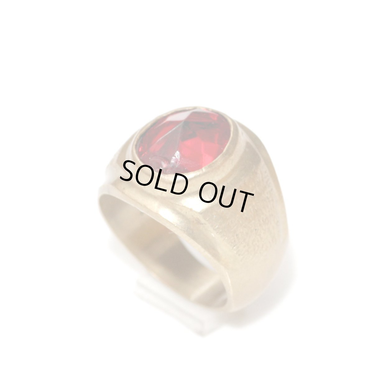 画像9: アメリカ ヴィンテージ 刻印18K レッドガラスリング メンズ指輪 18号 デザインリング (9)