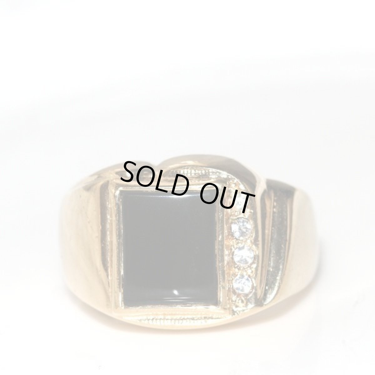 画像12: アメリカ ヴィンテージ 刻印SETA ブラックガラス シグネットリング メンズ指輪 24〜25号  (12)