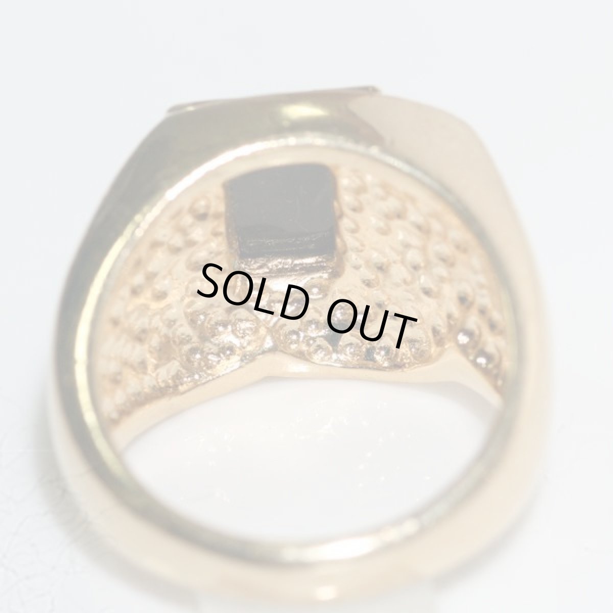 画像8: アメリカ ヴィンテージ 刻印SETA ブラックガラス シグネットリング メンズ指輪 24〜25号  (8)