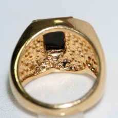画像8: アメリカ ヴィンテージ 刻印SETA ブラックガラス シグネットリング メンズ指輪 24〜25号  (8)