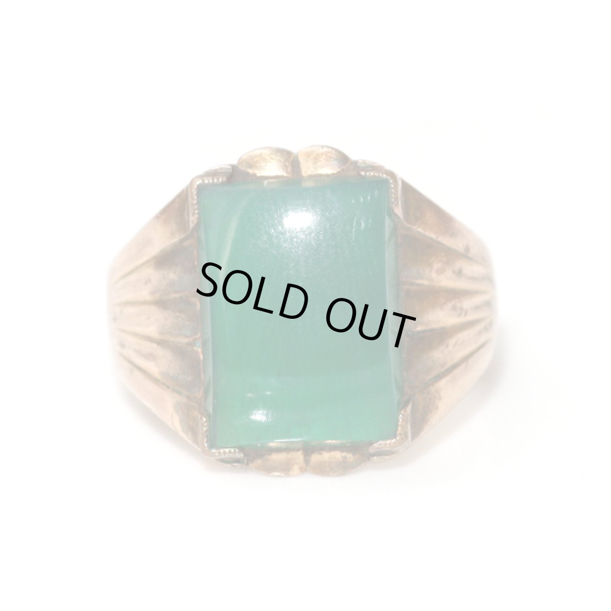 画像9: アメリカ ヴィンテージ 刻印K18GF グリーン シグネットリング メンズ指輪 20号 (9)