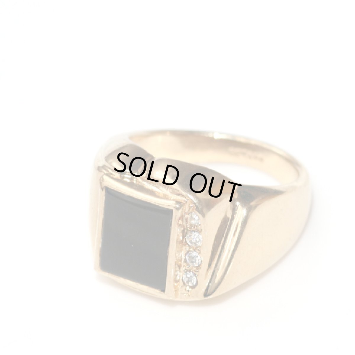 画像4: アメリカ ヴィンテージ 刻印SETA ブラックガラス シグネットリング メンズ指輪 24〜25号  (4)