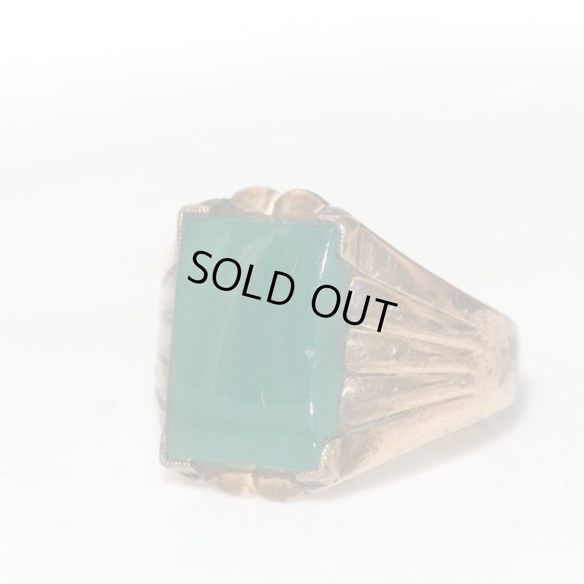 画像14: アメリカ ヴィンテージ 刻印K18GF グリーン シグネットリング メンズ指輪 20号 (14)